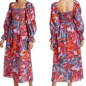 Farm Rio Colored Bananas Smocked Maxi Dress size Large
